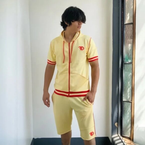 Men’s Frost Originals Ivory | Red Hooded Short Set NWT - Picture 3 of 4